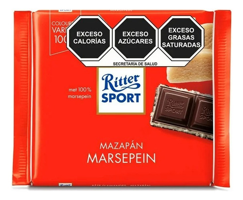 3 Pza Chocolate Amargo Ritter Relleno De Mazapán 100 G