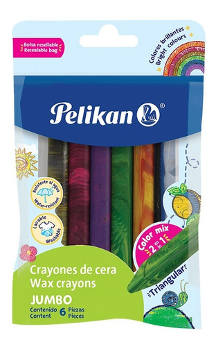 Crayón De Cera Jumbo Color Mix Pelikan X 6 Und