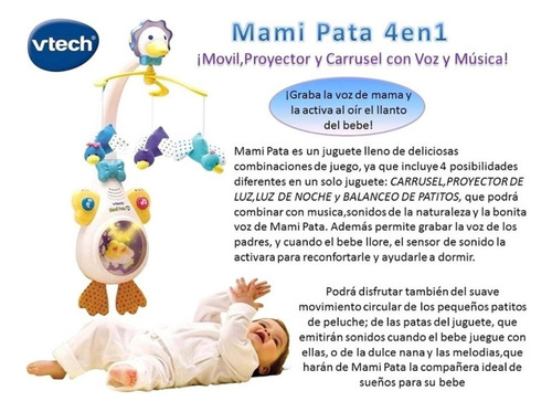 Movil Mami Pata Proyector Y Grabador Vtech Maternelle Blanco Mamá Pata (Usado)