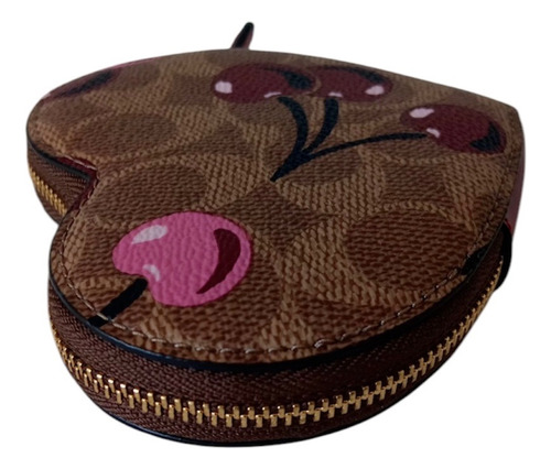 Monedero Corazón Coach Cerezas Monogram Signature Original Marrón Monogram/cerezas