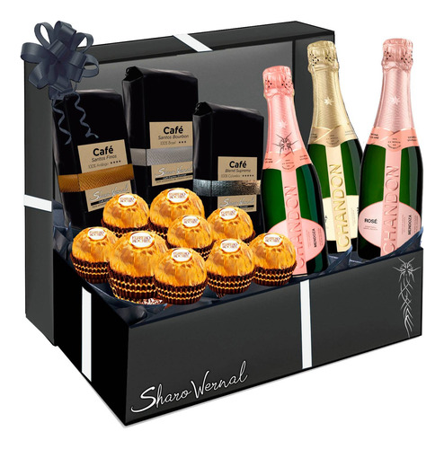 Caja Navideña Café Ferrero Rocher Chandon 187ml. Regalos