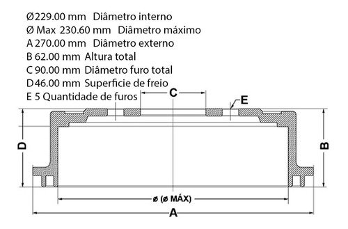 Tambor Freio Traseiro Mitsubishi 3000 Eclipse Fremax Bd2710