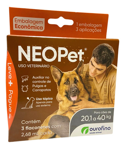 Neopet Cães 20,1 A 40kg 2,68ml 3 Pipetas - Ourofino
