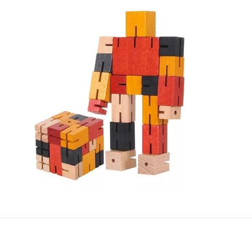 Robot Cubo De Rubik De Madera Didactico