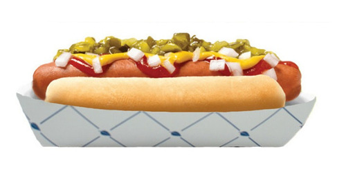 Charola Hot Dog Biodegradable 1000 Piezas + Papel C/100