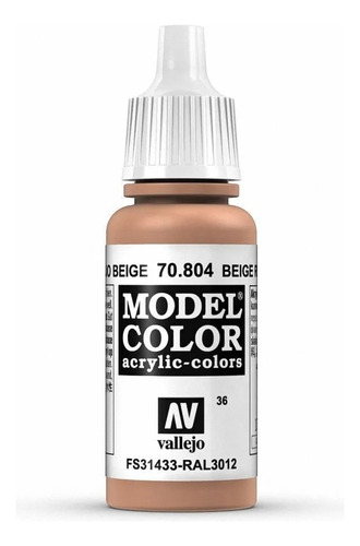 Vallejo Model Color 17ml Pintura Acrílica Color 36 Rojo Beige 70.804