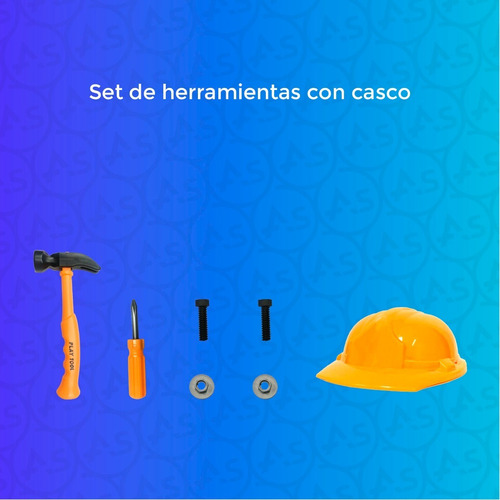 Imagen 3 de 7 de Set De X Herramientas Taller + Casco - Juguete Para Niños