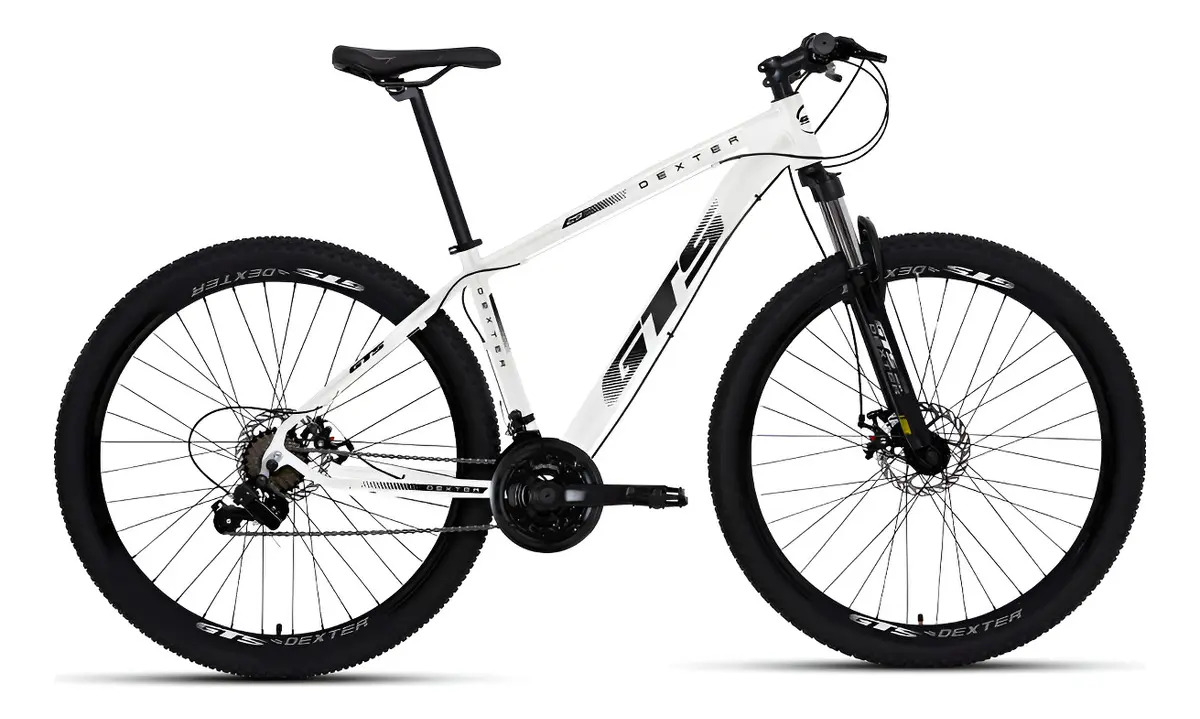 Bicicleta Gts Dexter 21v Aluminio Aro 29 Shimano Freio Disco Cor Branco Com Preto Tamanho Do Quadro 15