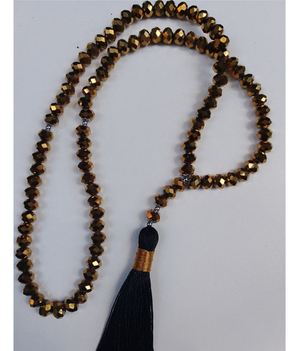 Masbaha Rosário Islâmico Tasbih 99 Contas Cristal Dourado