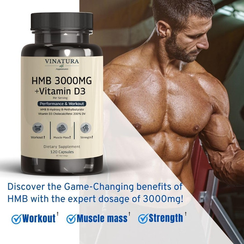 Hmb 3000mg Y Vitamina D3 Recuperación Rápida Masa Muscular