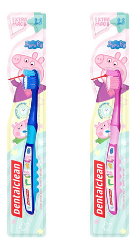 2x Escova De Dente Baby - Peppa Pig - 0-2 Anos - Rosa E Azul