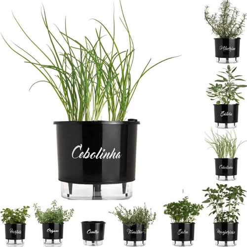 Imagem 1 de 7 de Vaso Raiz Auto Irrigável 16x14 Autoirrigável Preto Temperos