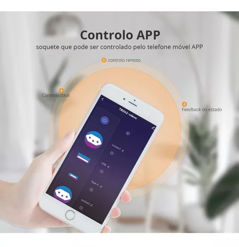 Tomada Inteligente WiFi com Porta USB Tipo C Tomada de Parede