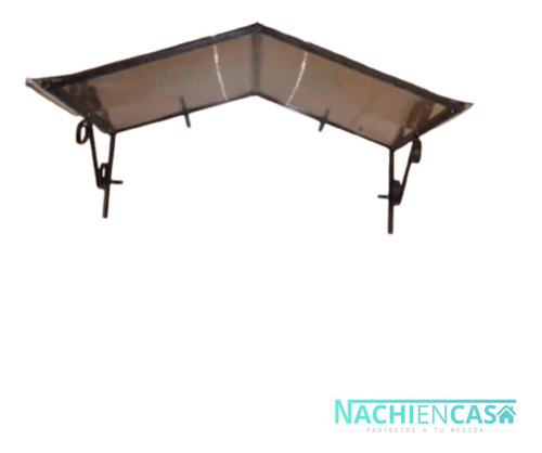 Imagen 7 de 10 de Aleros Policarbonato Dos Aguas 1,80x 0,70 Techo Alero Hierro