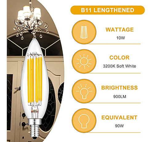 Bombilla Led Tipo Candelabro Crlight De 10 W, Regulable, De