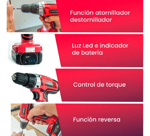 Furadeira de fenda sem fio Pektra PKTCD312 10mm + acessório