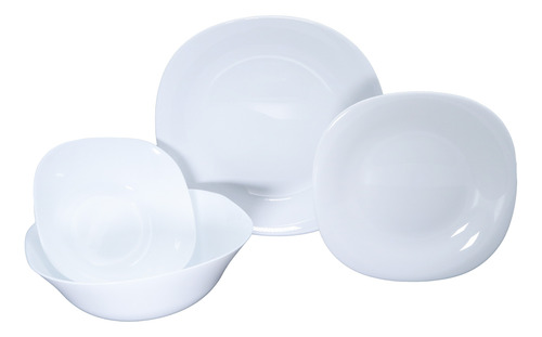 Vajilla De 13 Pzs Moderna De Opal + Ensaladera 4 Personas Blanco Vajilla Cuadrada