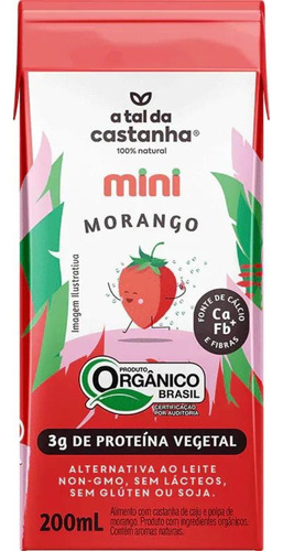 Kit Com 27 Unidades Bebida Vegetal Mini Morango 200ml A Tal da Castanha
