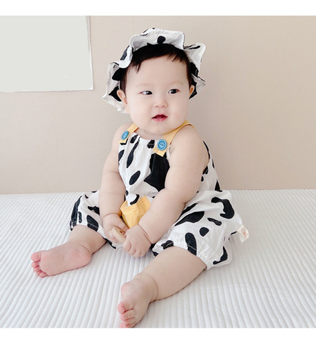 Conjunto De Mameluco Casual Con Estampado De Vaca Para Bebés