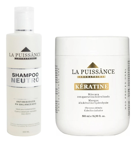 Máscara Keratina 500 Ml La Puissance + Shampoo Neutro
