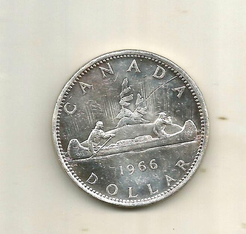 Moneda De Plata Un Dolar Canada Indios Con Canoa 1966