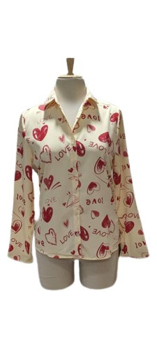 Camisa De Corazón Casual Dama Manga Larga Para Mujer 2023-2