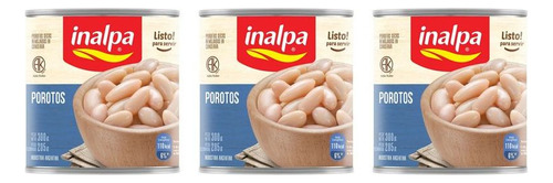 Pack X3u Lata Porotos Blancos Enteros Remojados 300g Inalpa