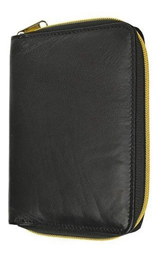 Rfidleather Hombres Pasaport Bifold Zip Ies3r