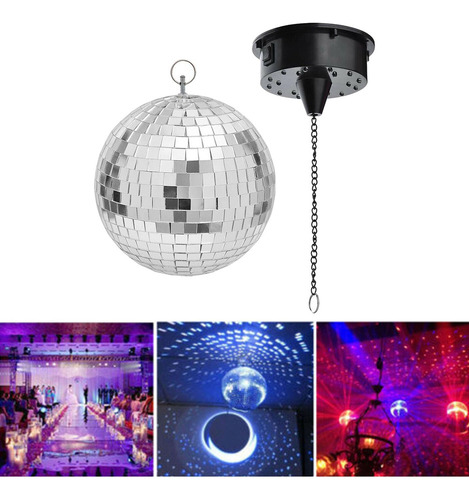 Control Sonido 18 Luces Led, Espejo Giratorio Con Pelota