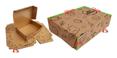 30 Cajas Para Domicilios De 20x14x5cm Impresas Kraft