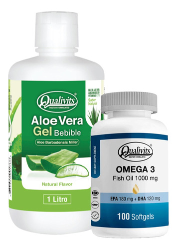 Omega 3 Fish Oil X100 + Aloe Vera Bebible Sabores Qualivits 