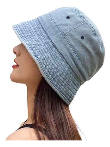 Bucket Hat Gorro Pescador Mezclilla Moda Coreana Mujer Denim