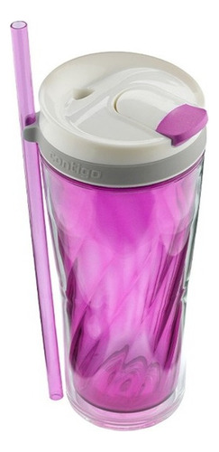 Vaso Flex Tumbler 24oz Autoclose Con Popote Orquidia Contigo Color Violeta