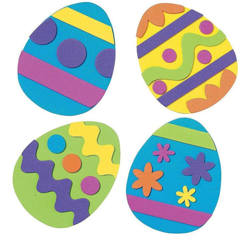 12 ~ Huevo De Pascua Iman Pegatinas De Foam Craft Kits ~ A