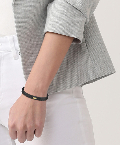 Pulsera Lacoste.12.12 De Cuero Estampado - Diseño Elegante