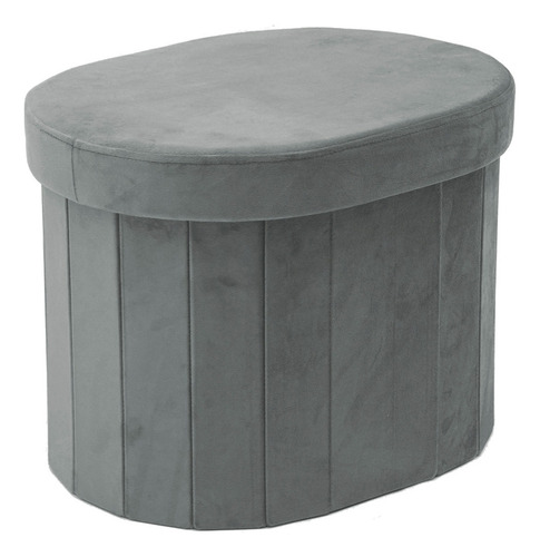 Puff Ovalado Estructura Reforzada De Madera, Metal Plegable Color Gris
