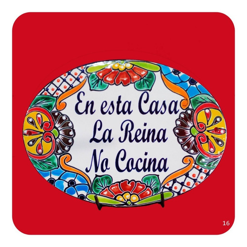 Placa Con Frase Decorativa Cerámica Tipo Talavera 33x25 Cm