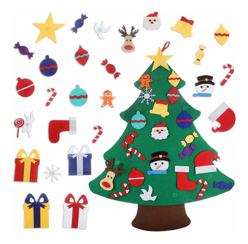 Arbol Navidad Fieltro 3.2 Pie 32 Pieza Adorno Desmontabl S