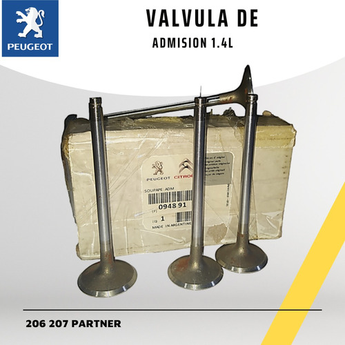 Valvulas De Admision Para Peugeot 206 207  1,4lts Por Unidad