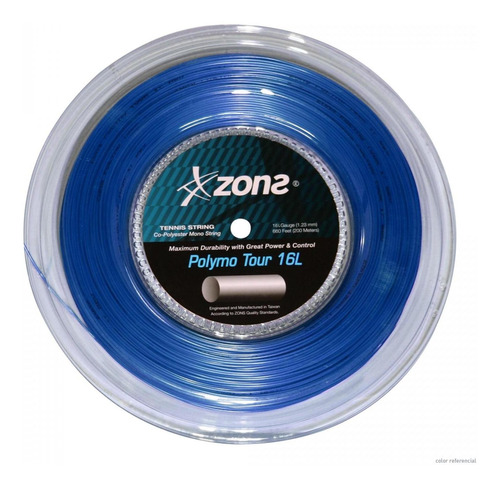 Cuerda De Tenis Zons Polymo Tour 16l/1.28mm Dark Blue 200 Mt