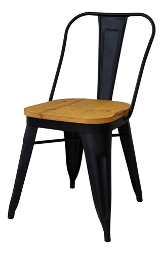 Silla Tolix Asto Madera  Made In Córdoba Combo X 4 Unidades Color de la estructura de la silla Negro microtexturado Diseño de la tela Pino