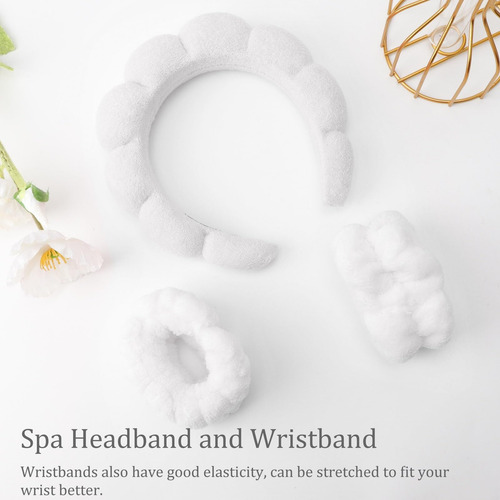 Juego De Diademas De Spa Lavarse La Cara Esponja Maquillaje