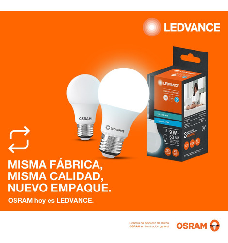 Imagen 4 de 7 de Lampara Led 5w Osram E27 Pack X10 Unidades