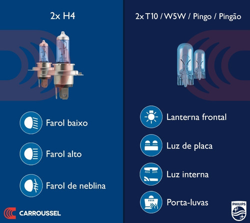 Imagem 4 de 6 de Kit Lâmpada Philips Crystal Vision Ultra H4 55w-12v 4300k