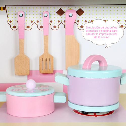 Conjunto De Cocina Simulada Infantil Accesorios Para Niños Rosa