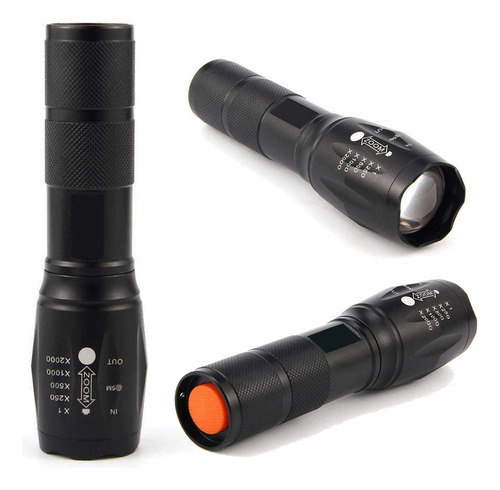 Linterna Led Táctica 1000 Lumens Recargable+bateria+cargador Linterna Negro Luz Blanco