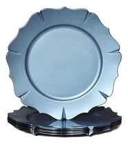 Comprar Juego De 6 Platos De Carga Azules, Cargadores Festoneados Me
