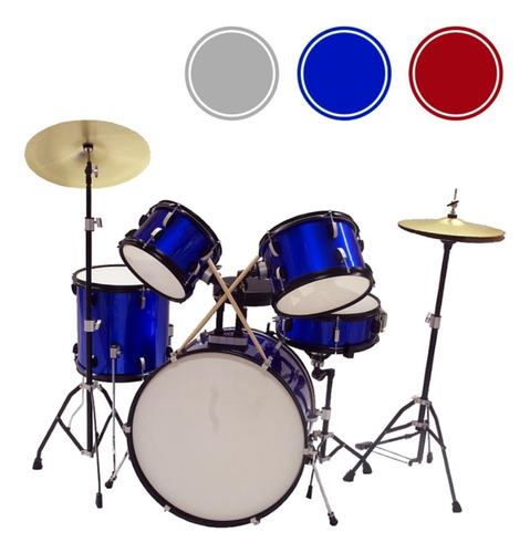 Bateria Musical Grande 5 Piezas Azul