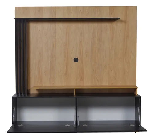 Modular Moderno Rack Mesa Tv 180 Cm Mesina Hickory / Negro