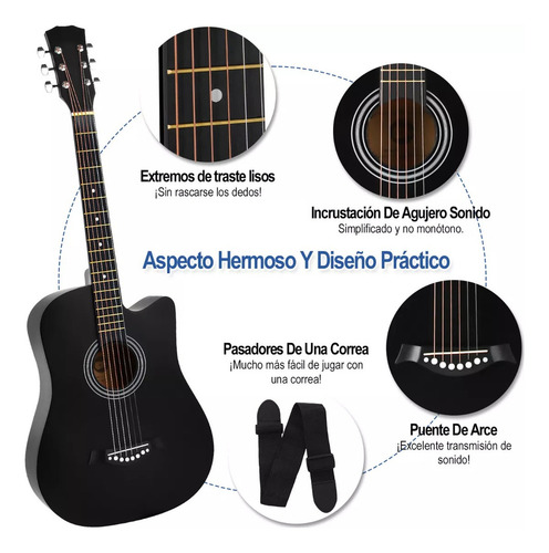 Deecsevn Guitarra Acústica Clásica Con Accesorios Musical De Madera 38 Color Marrón
